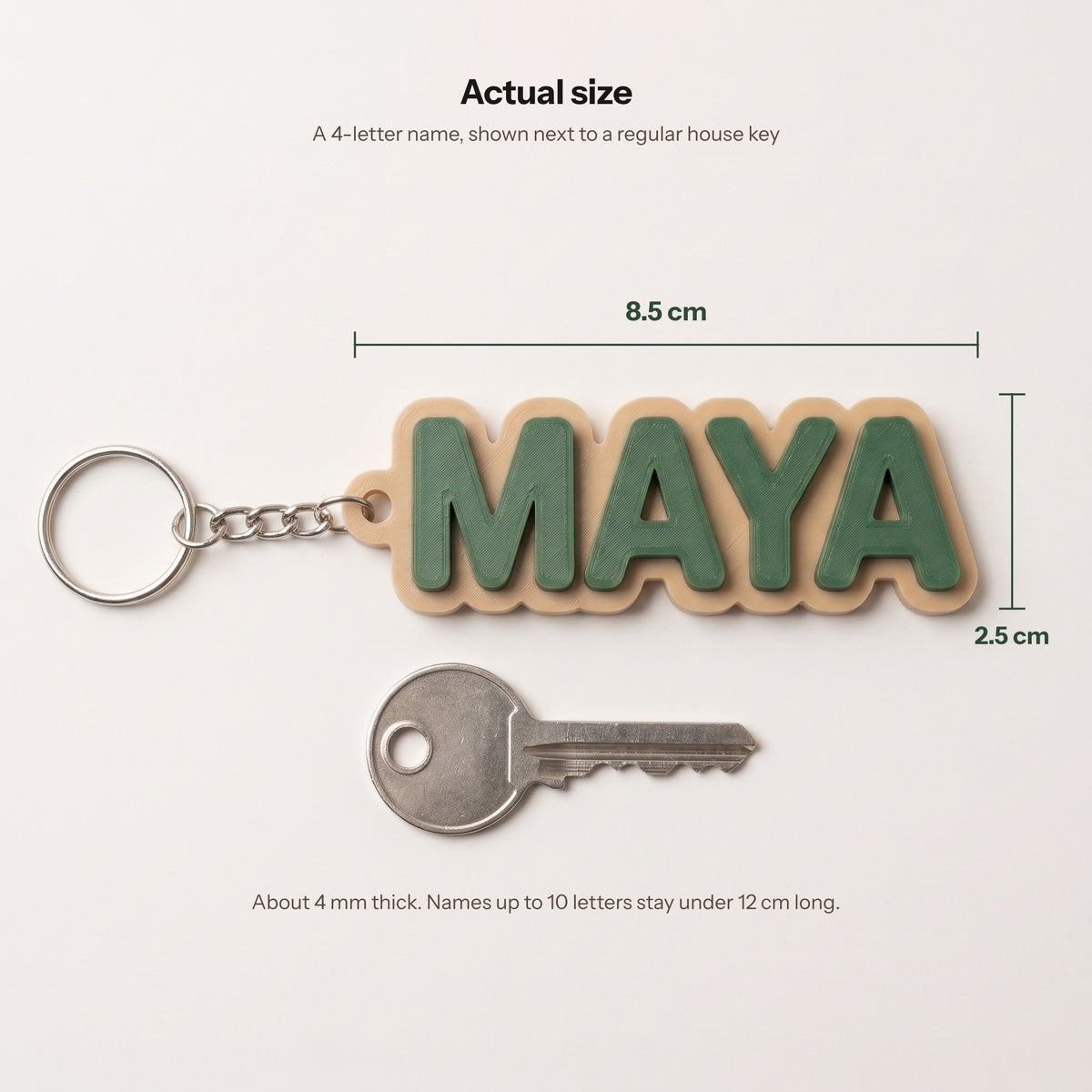 Actual size next to a house key